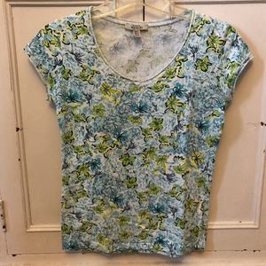 Floral Wide V-Neck Tee